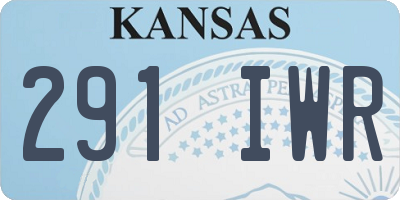 KS license plate 291IWR