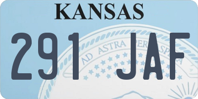 KS license plate 291JAF