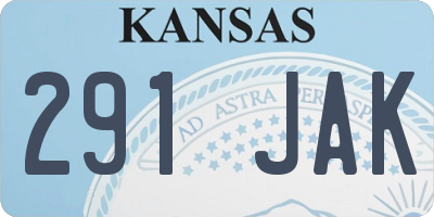 KS license plate 291JAK