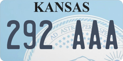 KS license plate 292AAA