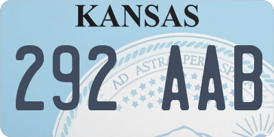 KS license plate 292AAB