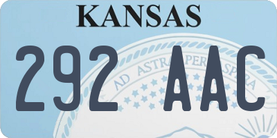 KS license plate 292AAC