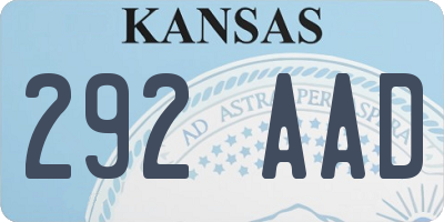 KS license plate 292AAD