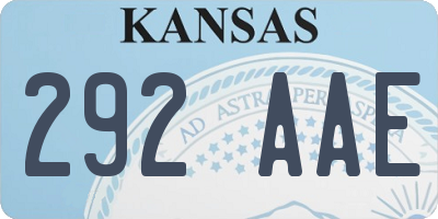 KS license plate 292AAE