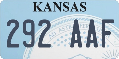 KS license plate 292AAF