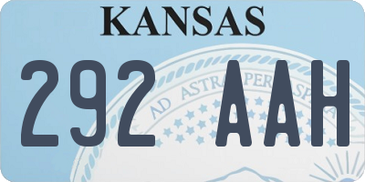 KS license plate 292AAH