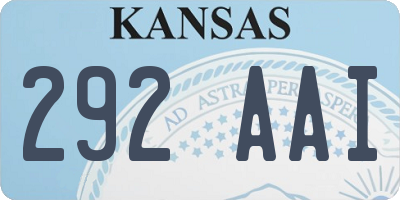 KS license plate 292AAI
