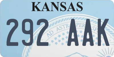 KS license plate 292AAK