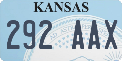 KS license plate 292AAX