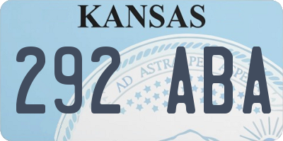 KS license plate 292ABA