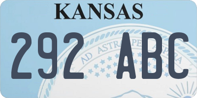 KS license plate 292ABC