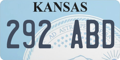KS license plate 292ABD