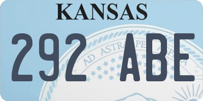 KS license plate 292ABE