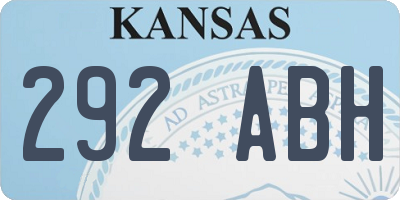 KS license plate 292ABH