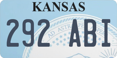 KS license plate 292ABI