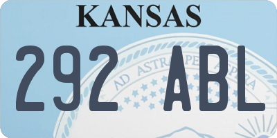 KS license plate 292ABL