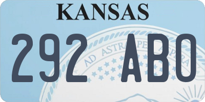 KS license plate 292ABO