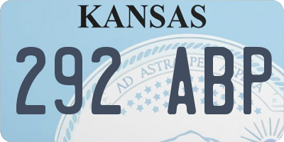 KS license plate 292ABP