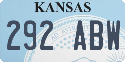 KS license plate 292ABW