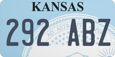 KS license plate 292ABZ
