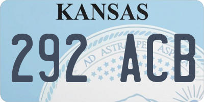 KS license plate 292ACB