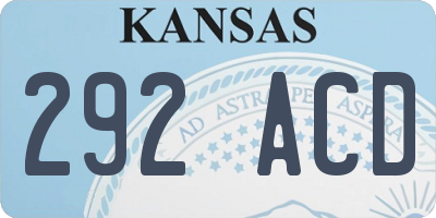 KS license plate 292ACD