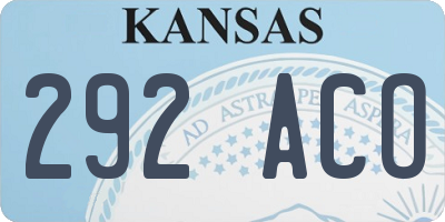KS license plate 292ACO