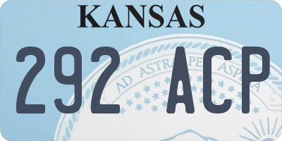 KS license plate 292ACP