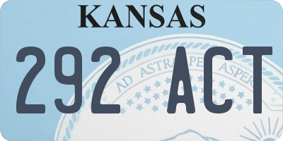 KS license plate 292ACT