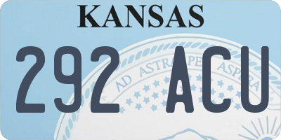 KS license plate 292ACU
