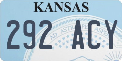 KS license plate 292ACY