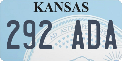 KS license plate 292ADA