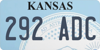 KS license plate 292ADC