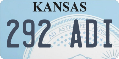 KS license plate 292ADI