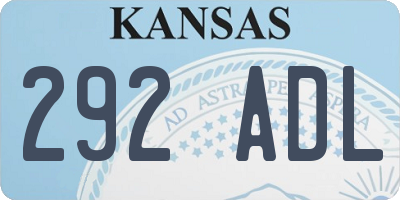 KS license plate 292ADL