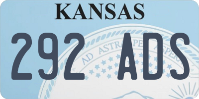 KS license plate 292ADS