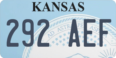 KS license plate 292AEF