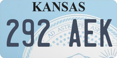 KS license plate 292AEK