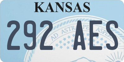KS license plate 292AES