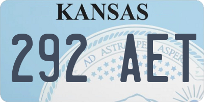 KS license plate 292AET