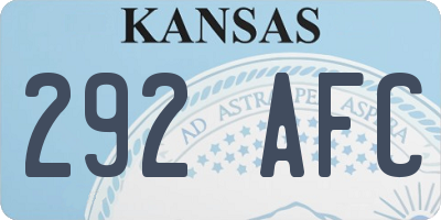 KS license plate 292AFC