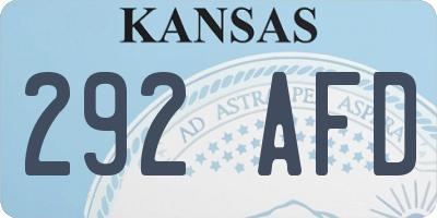 KS license plate 292AFD