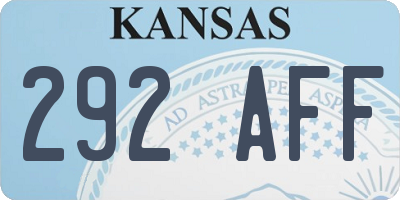 KS license plate 292AFF