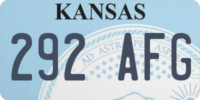 KS license plate 292AFG