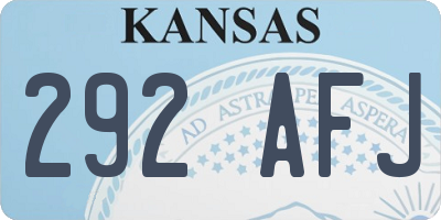 KS license plate 292AFJ