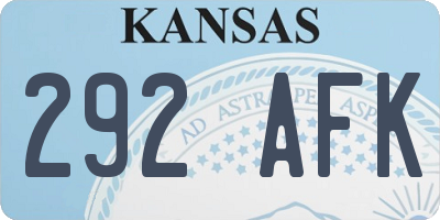 KS license plate 292AFK