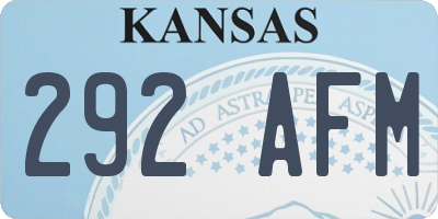 KS license plate 292AFM
