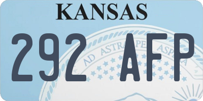 KS license plate 292AFP
