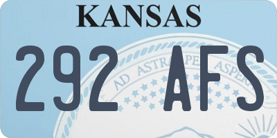 KS license plate 292AFS