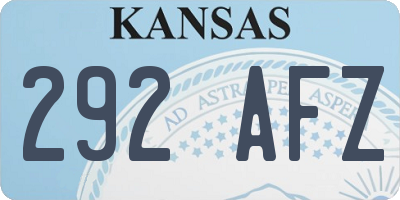 KS license plate 292AFZ